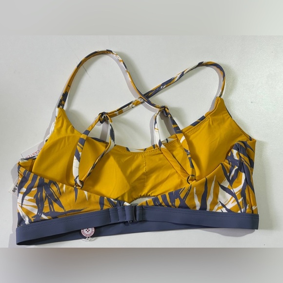 NWT Red Carter Amber Yellow & Gray Tropical Print Cross Back Bikini Top S - Picture 3 of 9